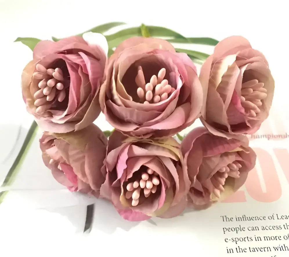 DecorBites™ Artificial Peony Tea Rose Camellia Silk Flowers for Home Garden Wedding