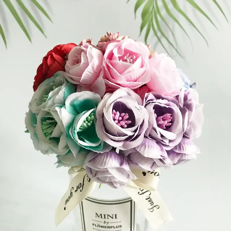 DecorBites™ Artificial Peony Tea Rose Camellia Silk Flowers for Home Garden Wedding
