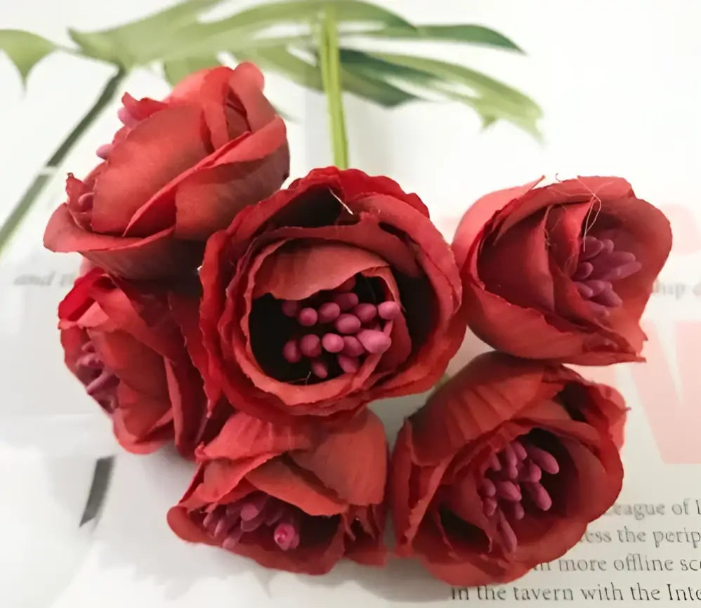 DecorBites™ Artificial Peony Tea Rose Camellia Silk Flowers for Home Garden Wedding
