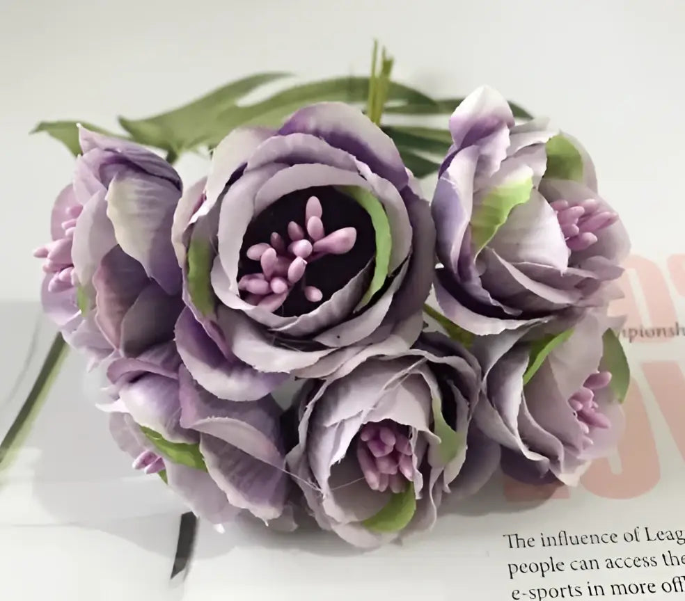 DecorBites™ Artificial Peony Tea Rose Camellia Silk Flowers for Home Garden Wedding