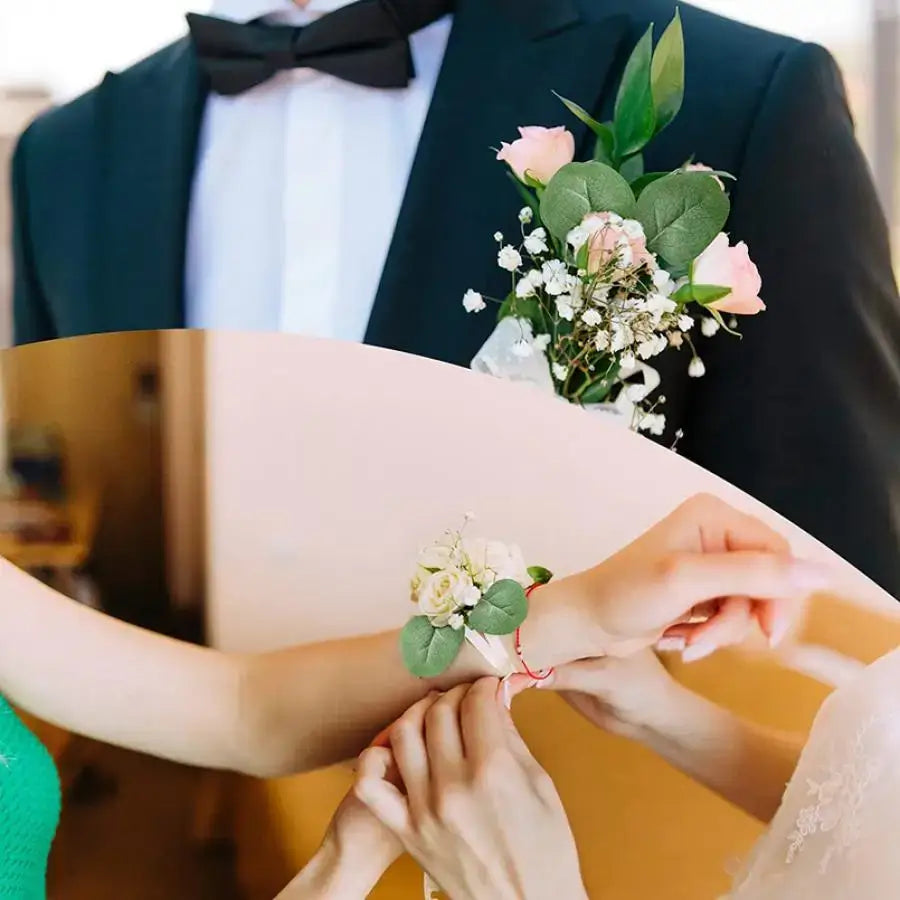 DecorBites™ Artificial Roses and Eucalyptus Home Wedding Christmas Decor Flowers