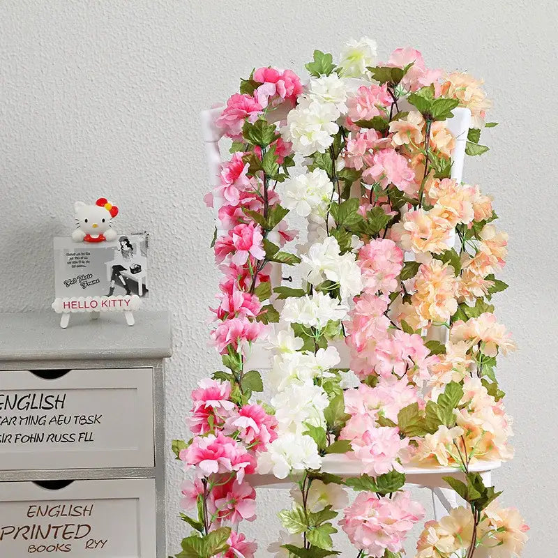 DecorBites™ Artificial Sakura Flowers Vine: Wedding Garden Rose Arch Decoration