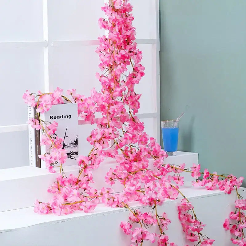 DecorBites™ Artificial Sakura Flowers Vine: Wedding Garden Rose Arch Decoration