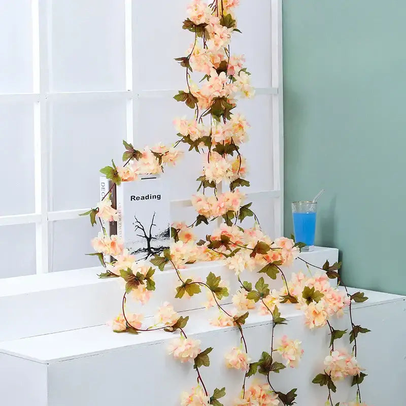 DecorBites™ Artificial Sakura Flowers Vine: Wedding Garden Rose Arch Decoration