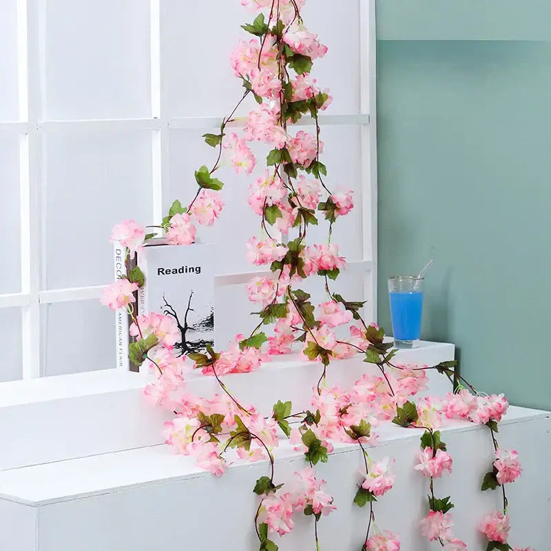 DecorBites™ Artificial Sakura Flowers Vine: Wedding Garden Rose Arch Decoration