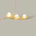 DecorBites™ ثريا جزرية فنية من 3 لمبات باللون البيج بتصميم عش وبيض مع غطاء زجاجي كريمي