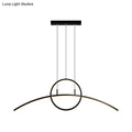 Modern black metal DecorBites ceiling light fixture with curved LED arms designed as a minimalist dining room pendant