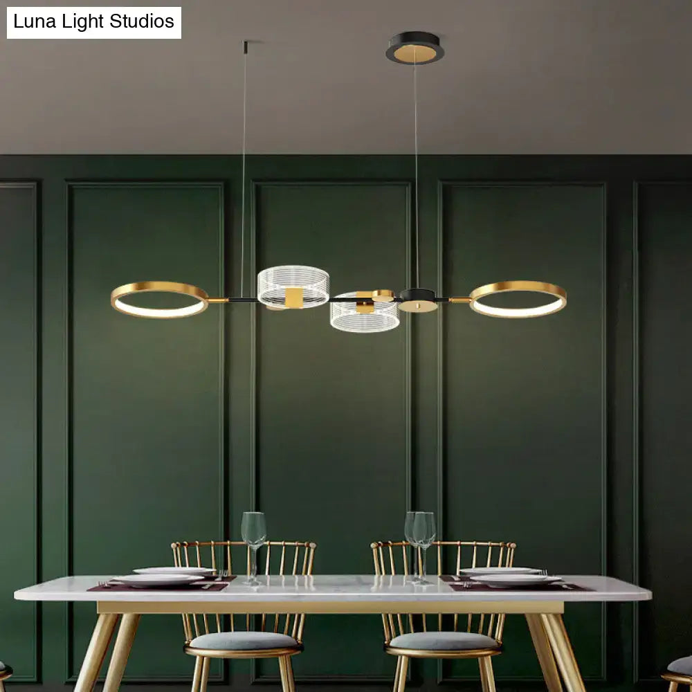 DecorBites™ Artistic Metal LED Ceiling Pendant Light for Dining Room - Gold Ring Island Fixture