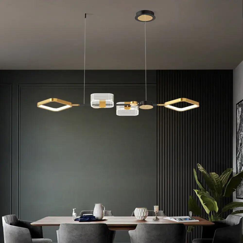DecorBites™ Artistic Metal LED Ceiling Pendant Light for Dining Room - Gold Ring Island Fixture