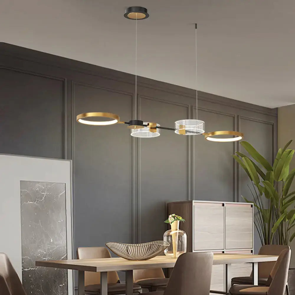 DecorBites™ Artistic Metal LED Ceiling Pendant Light for Dining Room - Gold Ring Island Fixture