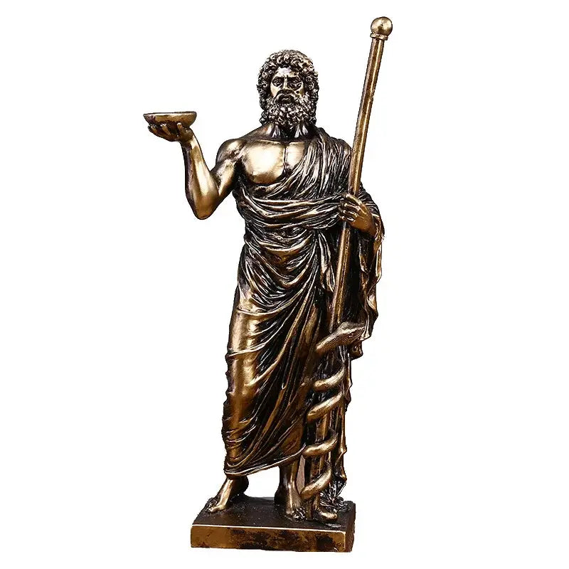 DecorBites™ Asclepius Mini Statue: Greek God of Medicine Resin Figurine for Home Office Decor