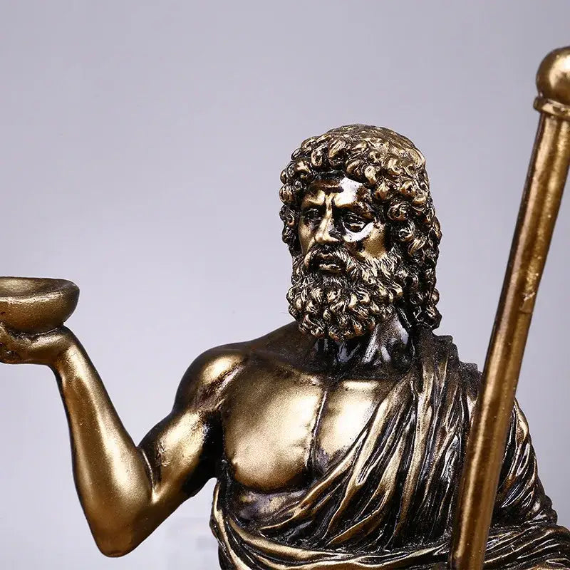 DecorBites™ Asclepius Mini Statue: Greek God of Medicine Resin Figurine for Home Office Decor