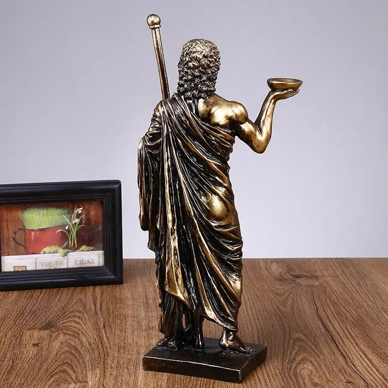 DecorBites™ Asclepius Mini Statue: Greek God of Medicine Resin Figurine for Home Office Decor