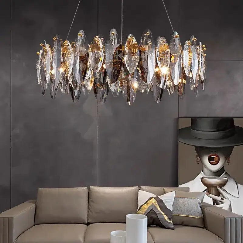 DecorBites™ Ash Crystal Ceiling Chandeliers: Modern Home Decor Hanging Lighting
