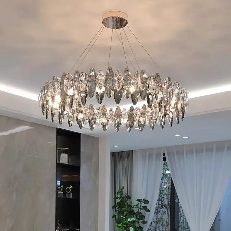 DecorBites™ Ash Crystal Ceiling Chandeliers: Modern Home Decor Hanging Lighting