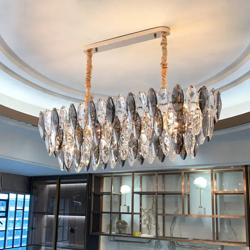 DecorBites™ Ash Crystal Ceiling Chandeliers: Modern Home Decor Hanging Lighting