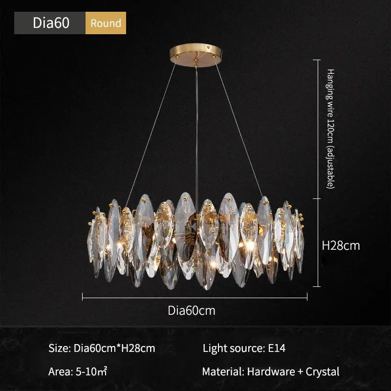 DecorBites™ Ash Crystal Ceiling Chandeliers: Modern Home Decor Hanging Lighting