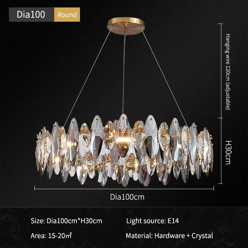 DecorBites™ Ash Crystal Ceiling Chandeliers: Modern Home Decor Hanging Lighting