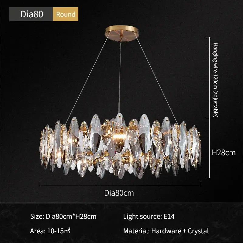 DecorBites™ Ash Crystal Ceiling Chandeliers: Modern Home Decor Hanging Lighting