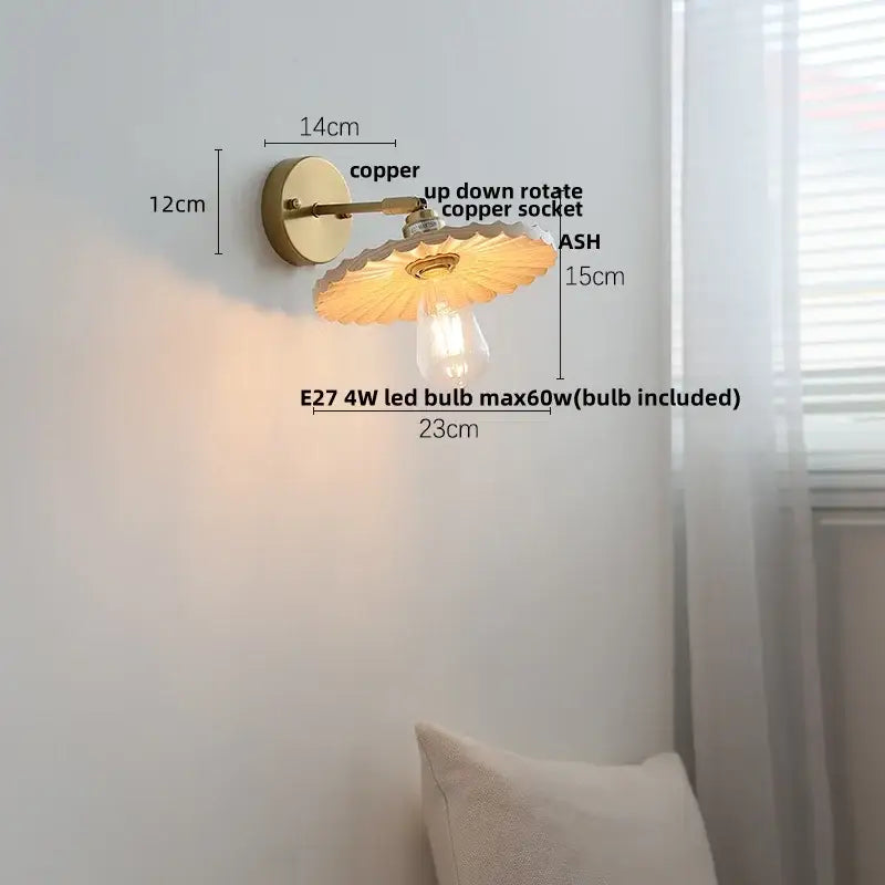 DecorBites™ Ash Wood LED Wall Lights Living Room Porch Stair Nordic Modern Up Down Rotate Pull Chain Switch Bedside Lamp