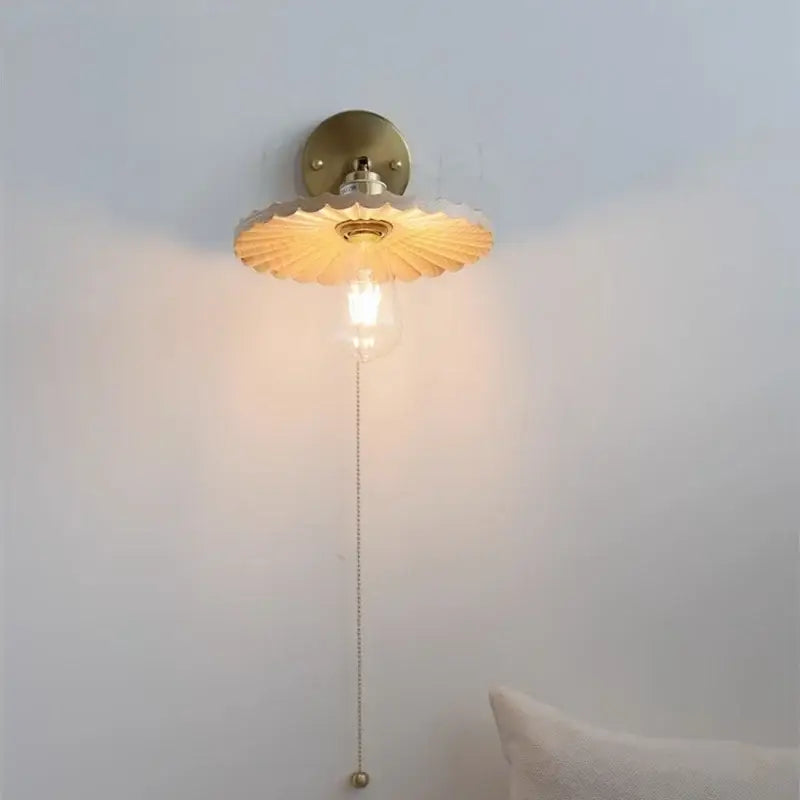 DecorBites™ Ash Wood LED Wall Lights Living Room Porch Stair Nordic Modern Up Down Rotate Pull Chain Switch Bedside Lamp