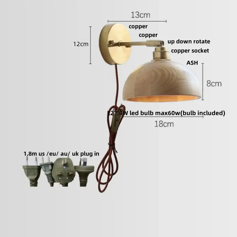 DecorBites™ Ash Wood Up Down LED Wall Lights Living Room Stair Lamp