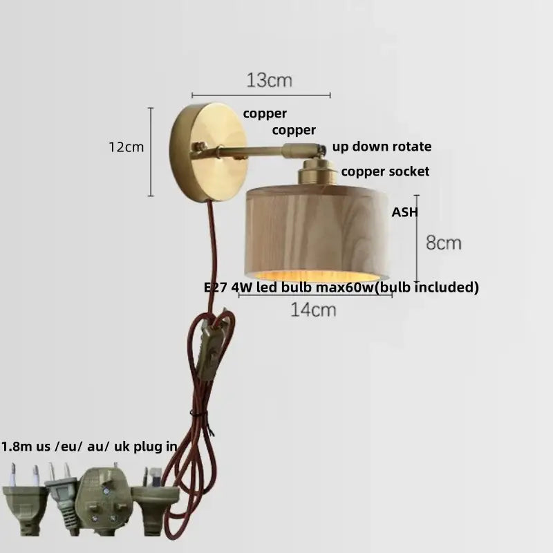 DecorBites™ Ash Wood Up Down LED Wall Lights Living Room Stair Lamp