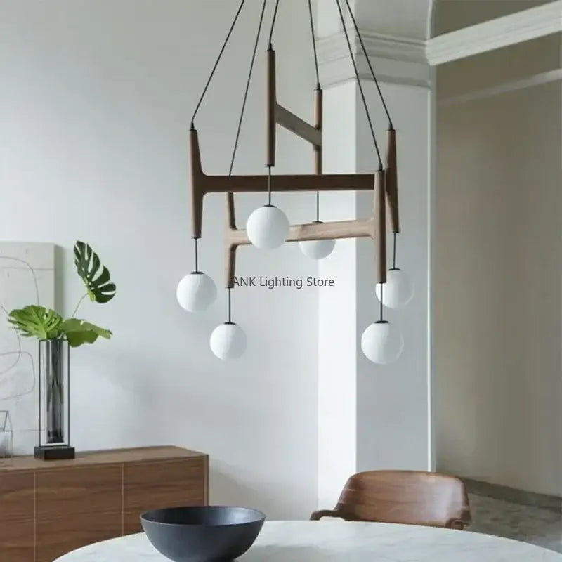 DecorBites™ ASTRA Wood Pendant Light Multi Head LED Chandelier Interior Decor Lamp