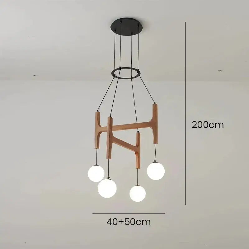 DecorBites™ ASTRA Wood Pendant Light Multi Head LED Chandelier Interior Decor Lamp