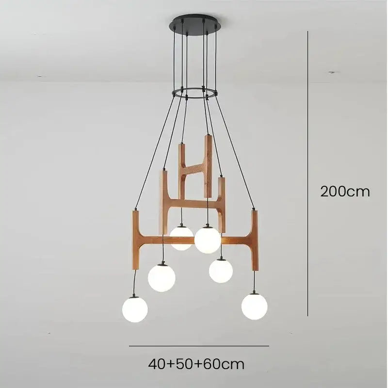 DecorBites™ ASTRA Wood Pendant Light Multi Head LED Chandelier Interior Decor Lamp