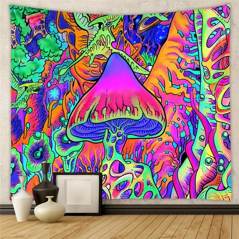 DecorBites™ Astrology Chart Tarot Tapestry Wheel Sun Moon Tree Mushroom Wall Hanging