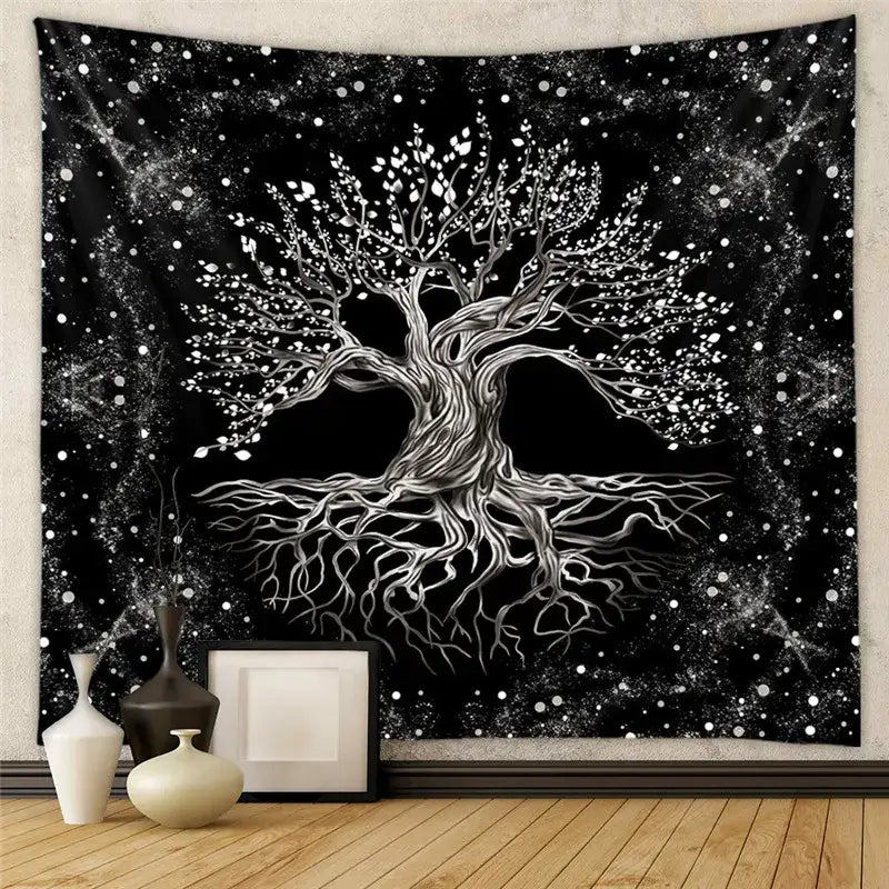 DecorBites™ Astrology Chart Tarot Tapestry Wheel Sun Moon Tree Mushroom Wall Hanging