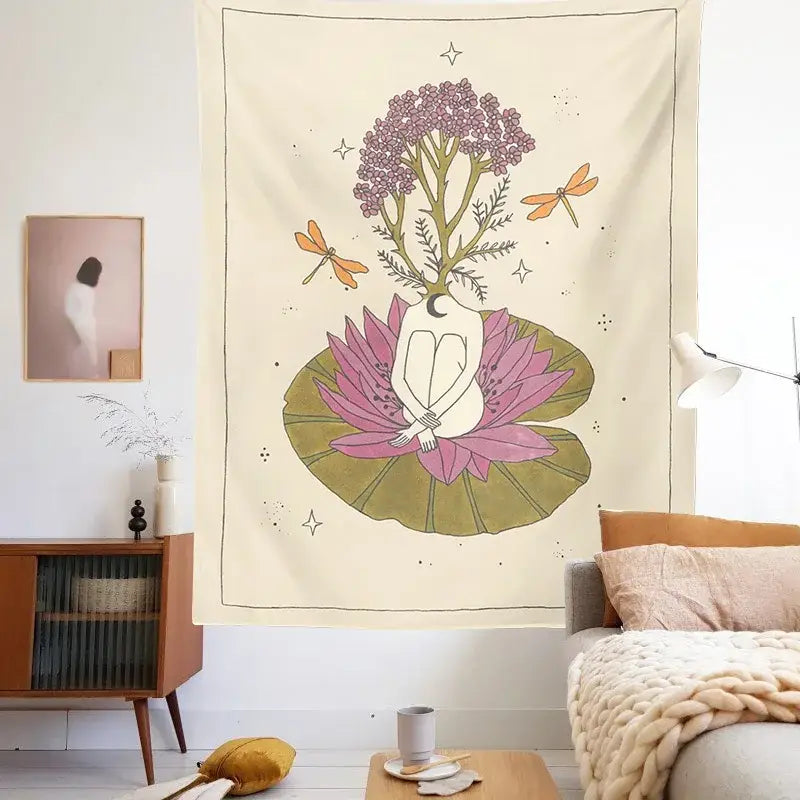 DecorBites™ Astrology Tarot Card Tapestry Sun Moon Goddess Wall Hanging Décor