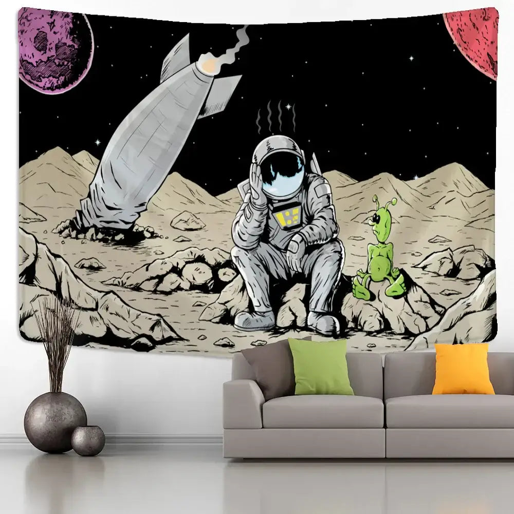 DecorBites™ Astronaut Alien Tapestry Wall Hanging Kawaii Universe Mystic Home Decor