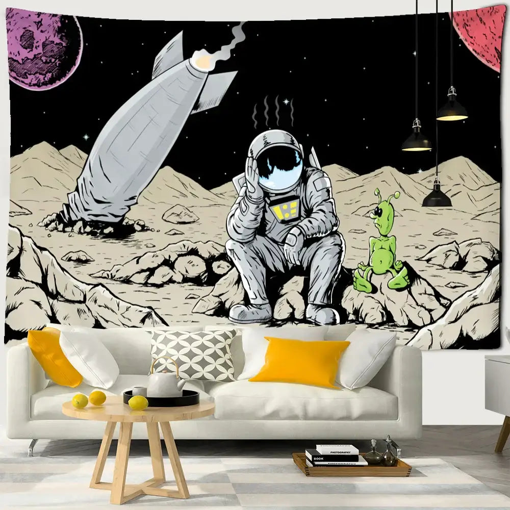 DecorBites™ Astronaut Alien Tapestry Wall Hanging Kawaii Universe Mystic Home Decor