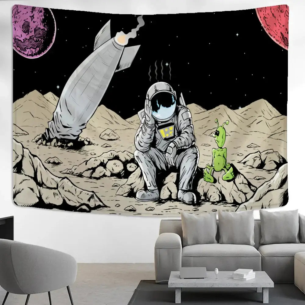 DecorBites™ Astronaut Alien Tapestry Wall Hanging Kawaii Universe Mystic Home Decor