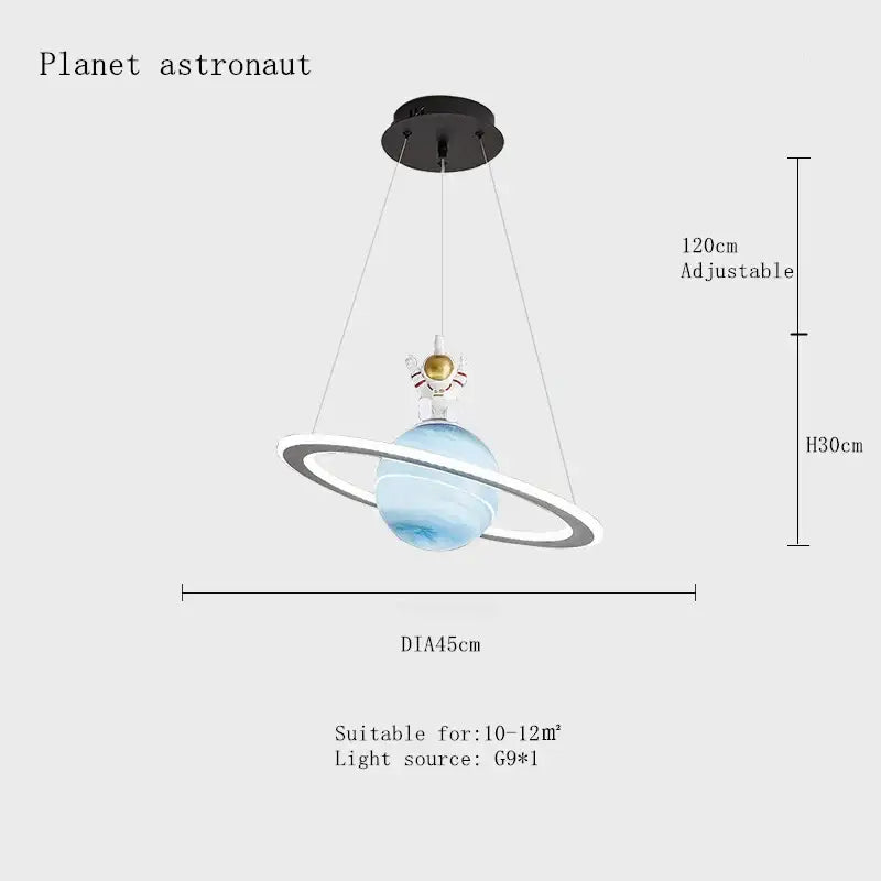 DecorBites™ Astronaut Ball LED Light: Modern Boys Room Decor, Acrylic Planet Earth Pendant
