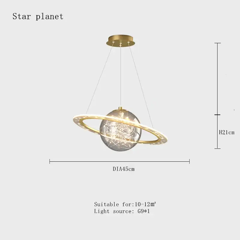 DecorBites™ Astronaut Ball LED Light: Modern Boys Room Decor, Acrylic Planet Earth Pendant