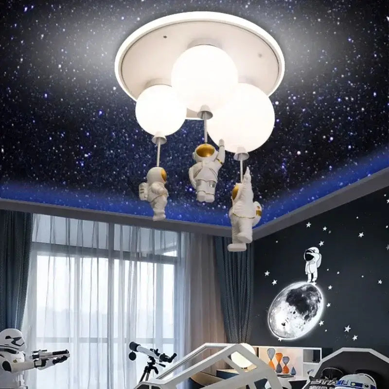 DecorBites™ Astronaut Balloon Ceiling Lamp: Modern Minimalist LED Chandelier for Kids' Room