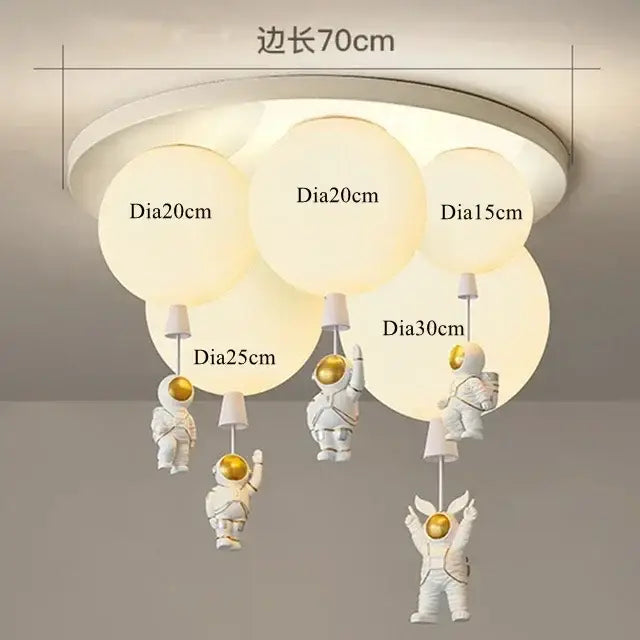 DecorBites™ Astronaut Balloon Ceiling Lamp: Modern Minimalist LED Chandelier for Kids' Room