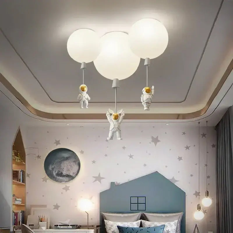 DecorBites™ Astronaut Balloon Ceiling Lamp: Modern Minimalist LED Chandelier for Kids' Room