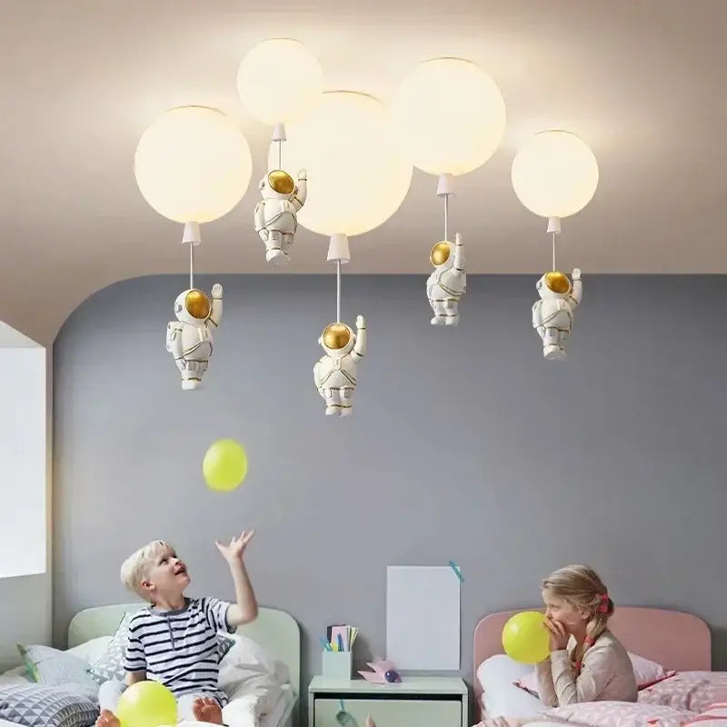 DecorBites™ Astronaut Balloon Ceiling Lamp: Modern Minimalist LED Chandelier for Kids' Room