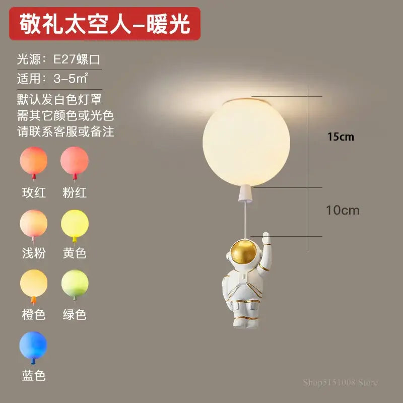 DecorBites™ Astronaut Balloon LED Pendant Light for Children's Nursery Room