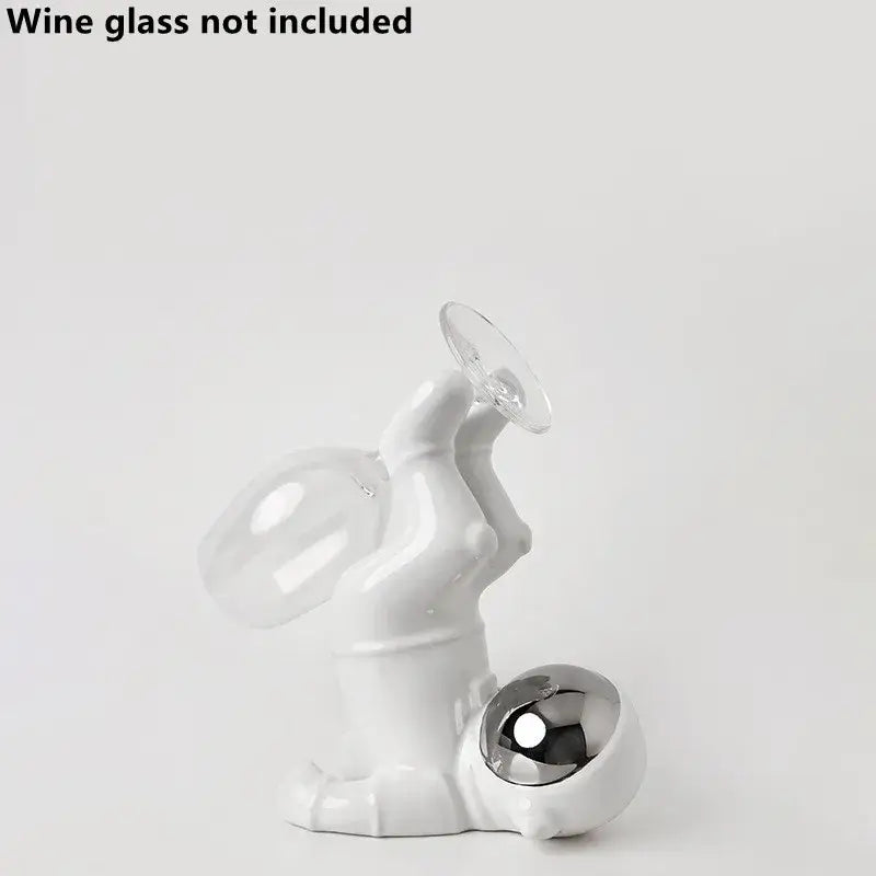 DecorBites™ Astronaut Ceramic Wine Rack: Handmade Bar Accessories, Animal Sculpture Figurine