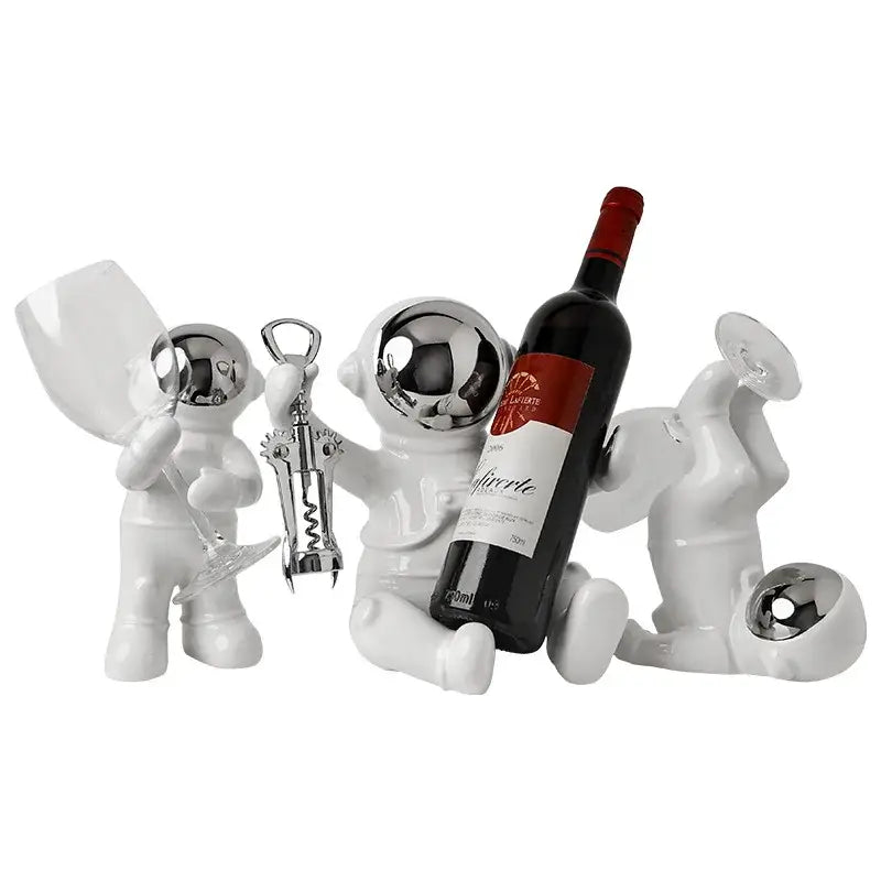 DecorBites™ Astronaut Ceramic Wine Rack: Handmade Bar Accessories, Animal Sculpture Figurine