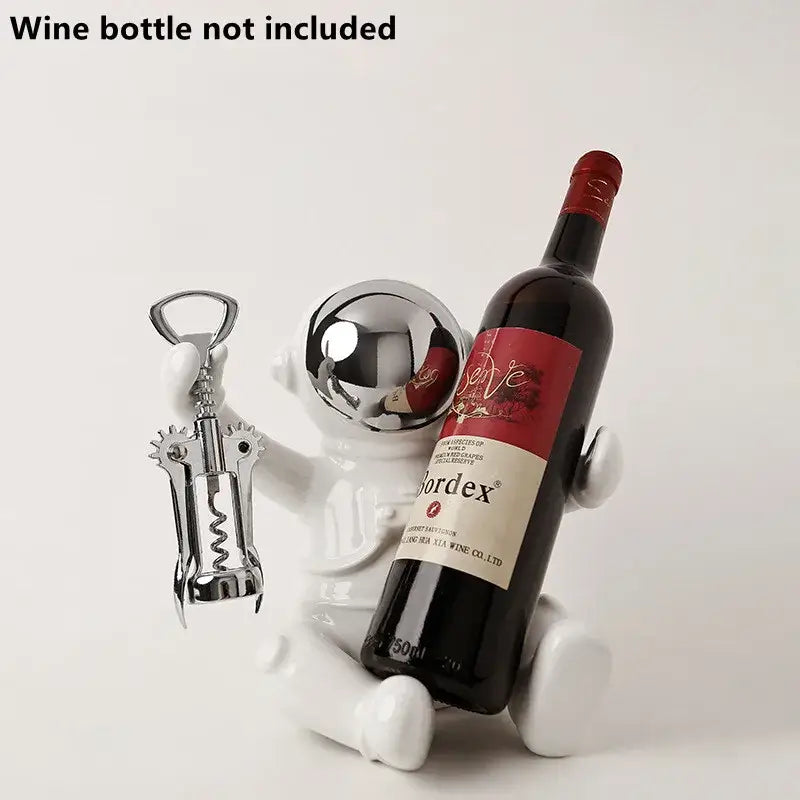 DecorBites™ Astronaut Ceramic Wine Rack: Handmade Bar Accessories, Animal Sculpture Figurine