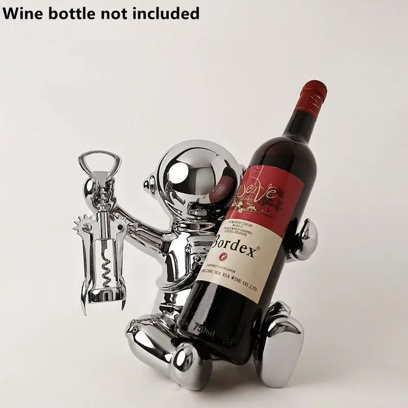 DecorBites™ Astronaut Ceramic Wine Rack: Handmade Bar Accessories, Animal Sculpture Figurine
