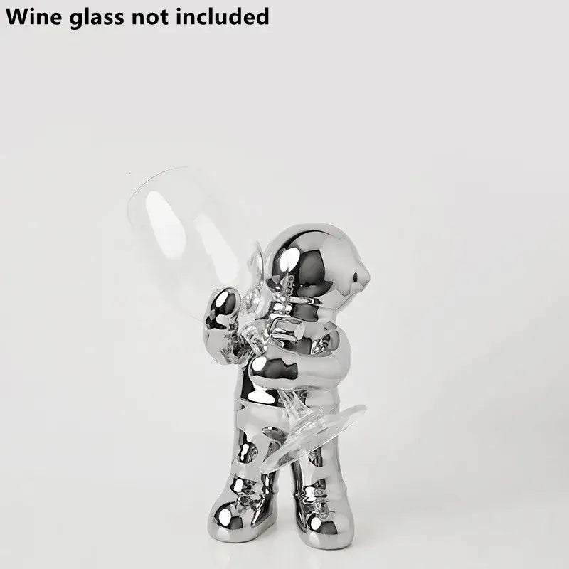 DecorBites™ Astronaut Ceramic Wine Rack: Handmade Bar Accessories, Animal Sculpture Figurine