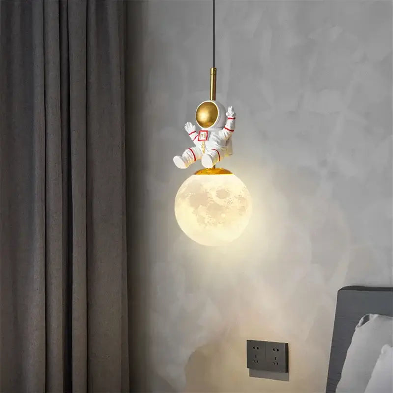 DecorBites™ Astronaut Chandelier: Personalized Children's Room Decor Lighting for Warm Atmosphere