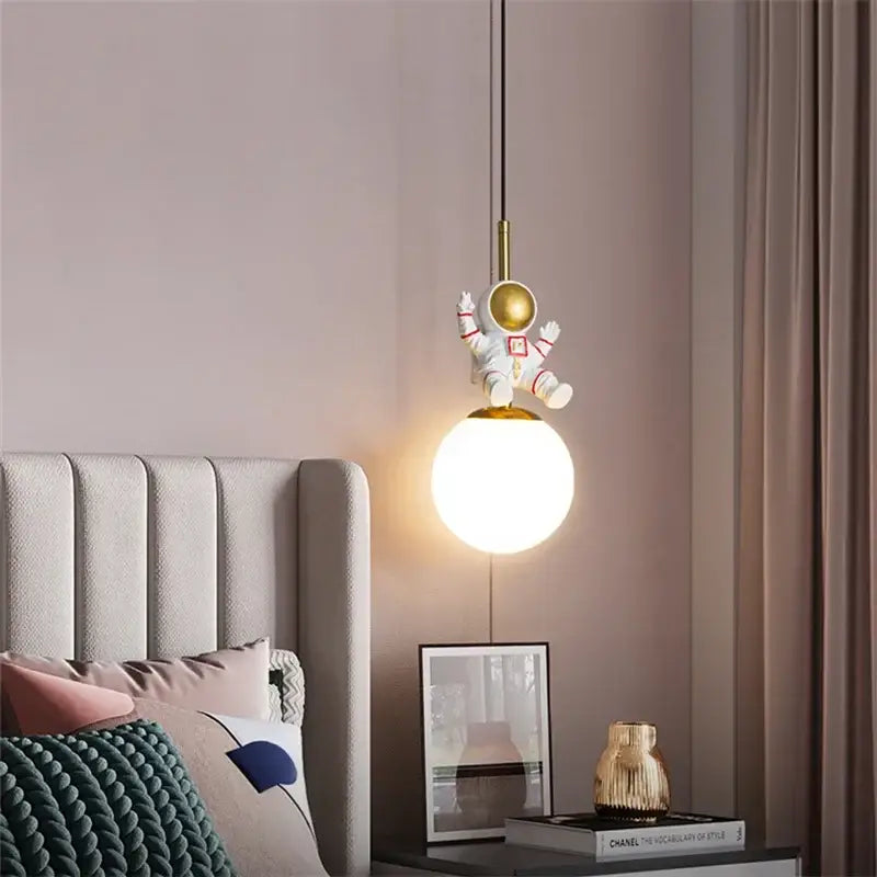 DecorBites™ Astronaut Chandelier: Personalized Children's Room Decor Lighting for Warm Atmosphere
